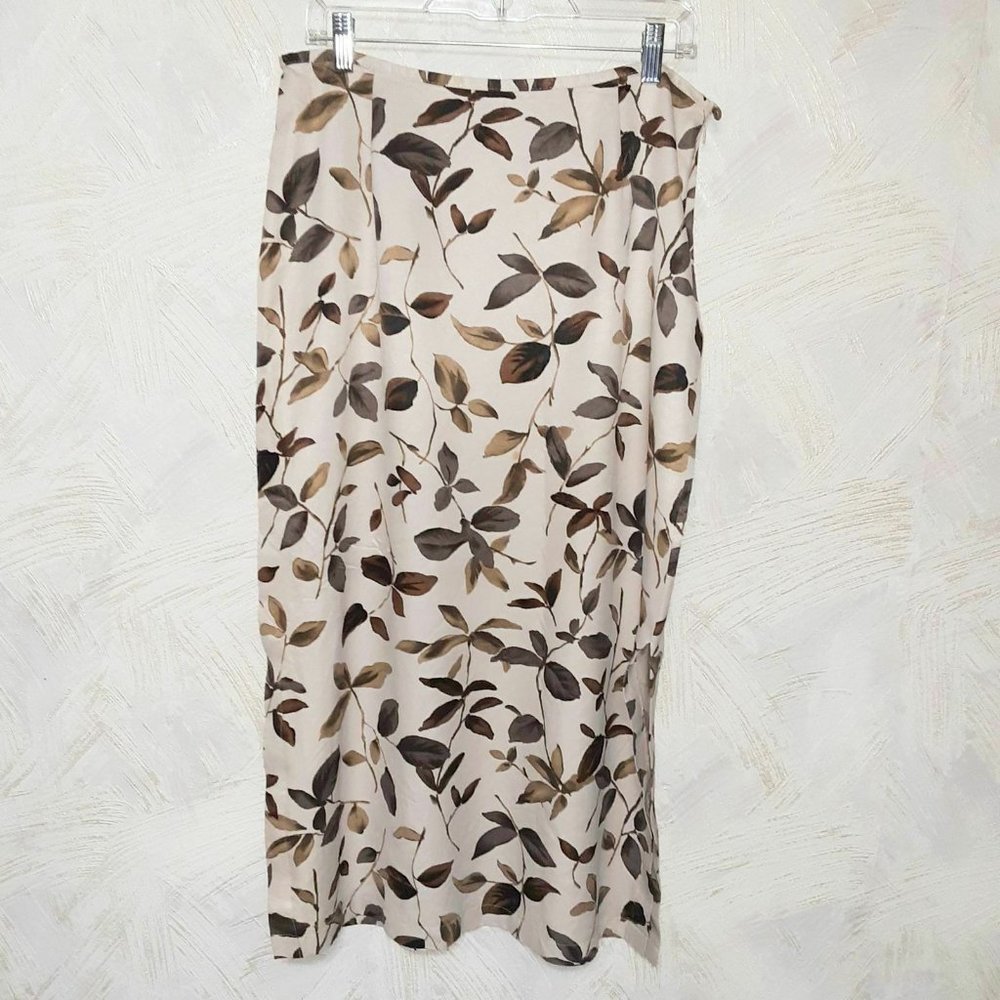 VINTAGE MIXIT SKIRT WOMENS 14 Beige Floral Silky